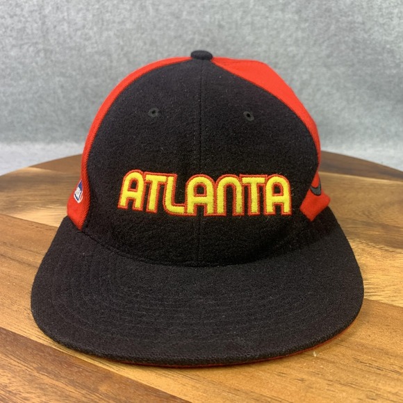 VTG Atlanta Hawks Nike Team Rewind 1974 Men MD Hat Panel Cap Red Black NBA 7 3/8 - Picture 1 of 16